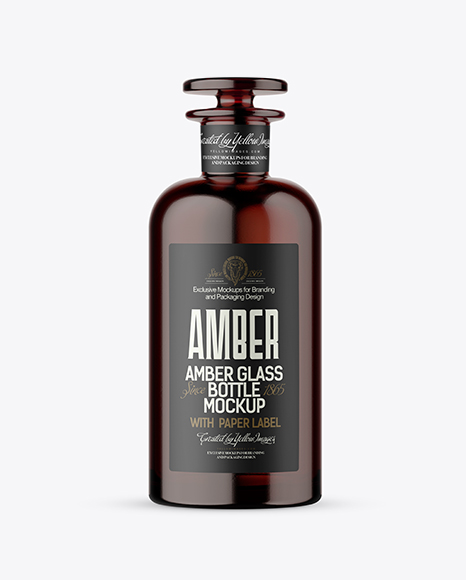 Amber Glass Bottle Mockup - Liquor+amber+bottle