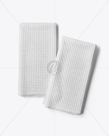 Two Folded Waffle Towels Mockup - Top View