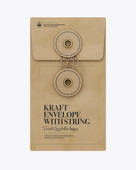 Kraft Envelope With String Mockup - Front View