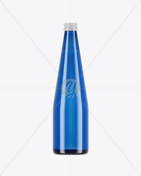 Blue Glass Water Bottle Mockup