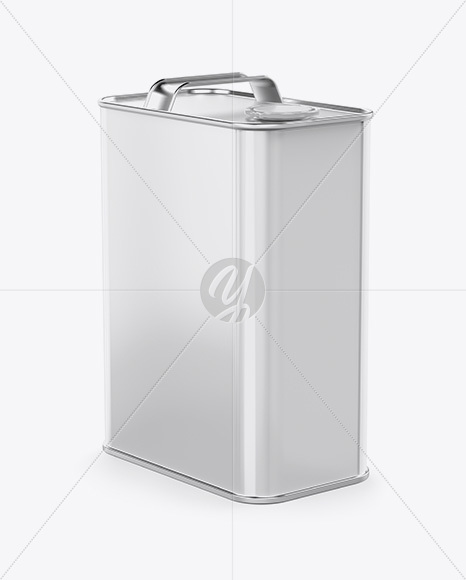 Glossy Oil Tin Can Mockup - Half Side View