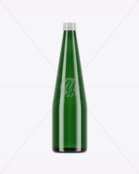 Green Glass Water Bottle Mockup