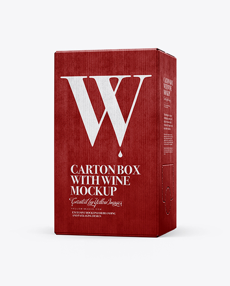 Carton Box With Wine Mockup - Half Side View - Wine wood box mockup