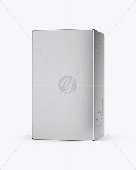 Metallic Box With Wine Mockup - Half Side View