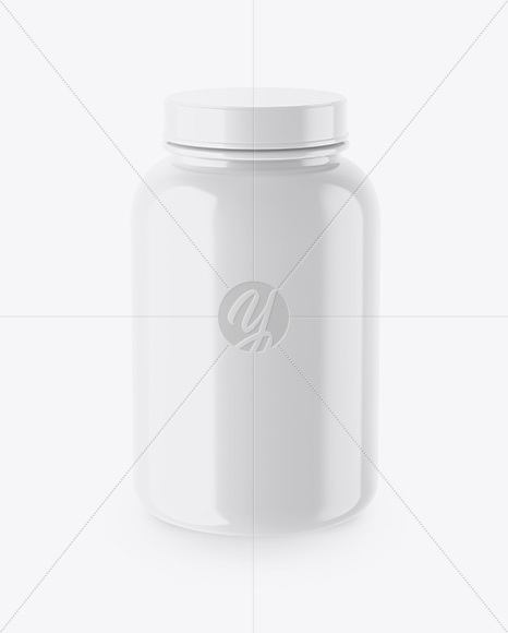 Glossy Protein Jar Mockup - High-Angle Shot