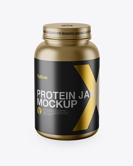 Metallic Protein Jar Mockup - High-Angle Shot