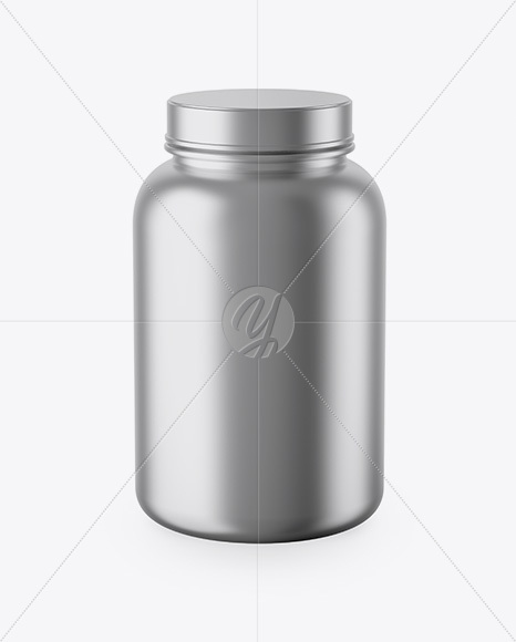 Metallic Protein Jar Mockup - High-Angle Shot