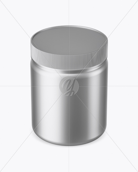 Metallic Plastic Jar Mockup (High-Angle Shot)