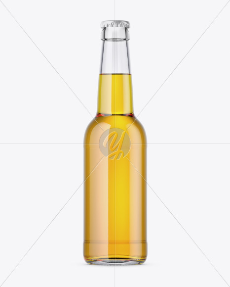 330ml Clear Glass Bottle With Beer Mockup