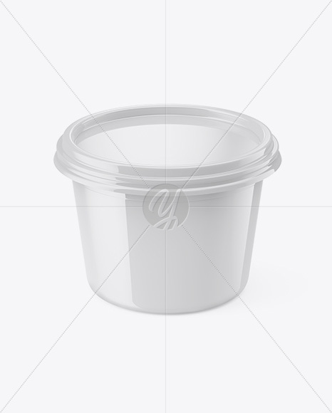 Glossy Sour Cream Cup Mockup - High-Angle Shot