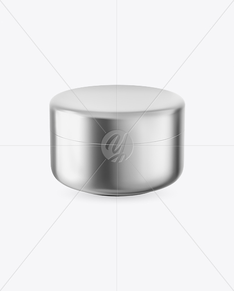 Metallic Cosmetic Jar Mockup - Front View (High-Angle Shot)