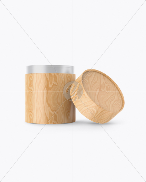 Opened Wooden Tube Mockup - Front View Opened Wooden Tube Mockup - Front View