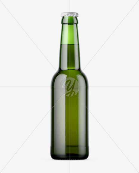 330ml Green Bottle With Beer Mockup