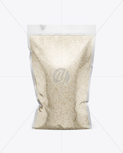 Stand-Up Pouch with Rice Mockup - Front View