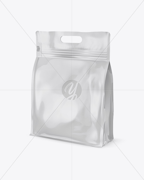 Glossy Stand-up Food Bag Mockup - Half Side View