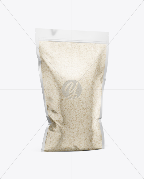 Stand-Up Pouch with Rice Mockup - Half Side View