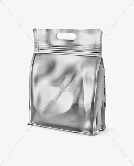 Metallic Stand-up Food Bag Mockup - Half Side View