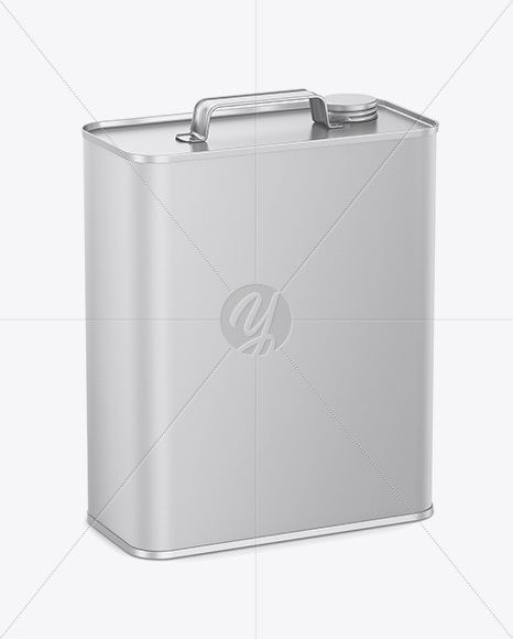 Matte Motor Oil Tin Can Mockup - Half Side View (High-Angle Shot)