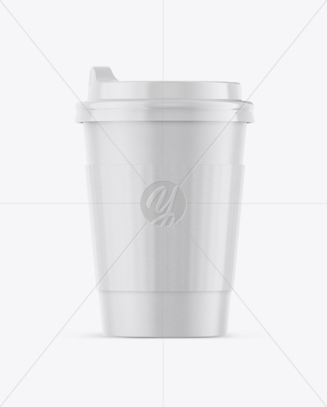 Coffee Cup With Sleeve Mockup - Front View