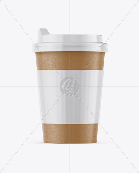 Paper Coffee Cup With Sleeve Mockup - Front View