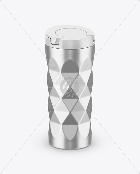 420ml Matte Stainless Steel Vacuum Coffee Cup Mockup (High-Angle Shot)