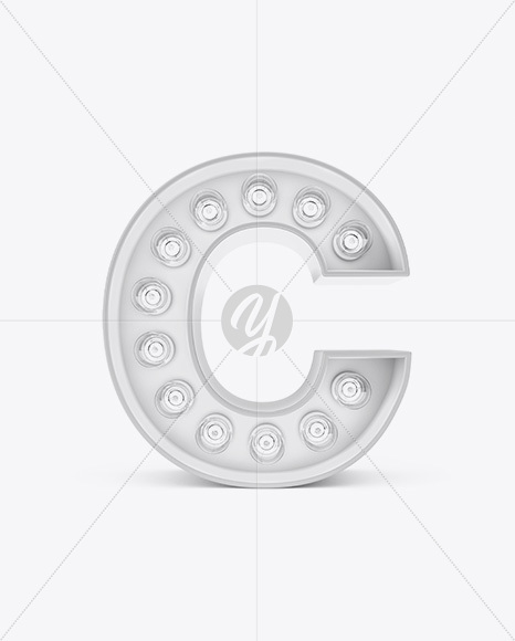 Letter C Light Bulb Sign Mockup