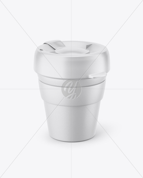 Reusable Coffee Cup Mockup - Front View (High-Angle Shot)