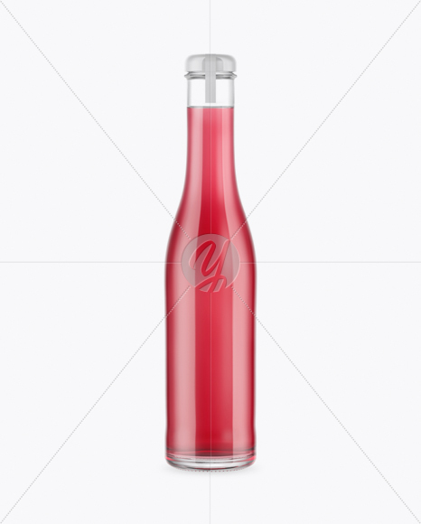 Clear Glass Bottle With Pink Drink Mockup