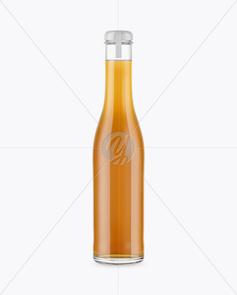 Clear Glass Bottle With Orange Drink Mockup