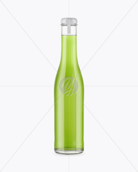 Clear Glass Bottle With Green Drink Mockup Clear Glass Bottle With Green Drink Mockup