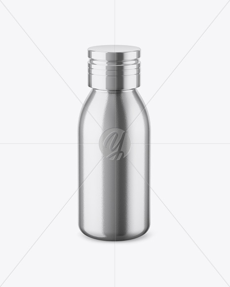 Metallic Bottle Mockup - High-Angle Shot