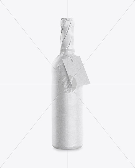 Wine Bottle in Kraft Wrap With Label Mockup