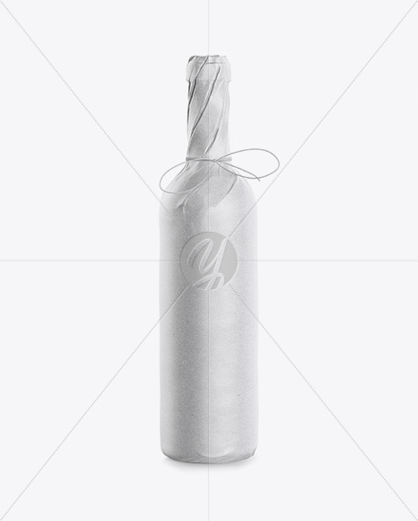 Wine Bottle in Kraft Wrap Mockup