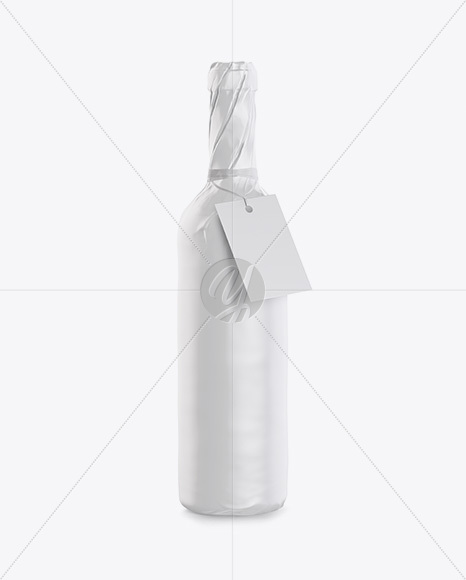 Wine Bottle in Glossy Paper Wrap With Label Mockup