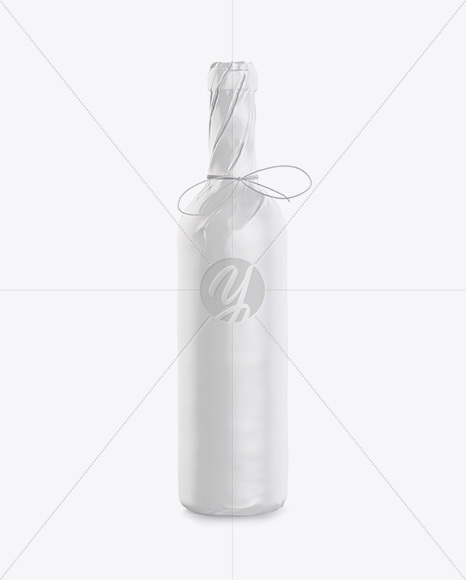 Wine Bottle in Glossy Paper Wrap Mockup