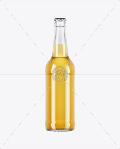 Clear Glass Bottle With Lager Beer Mockup