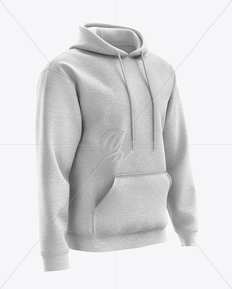 Men’s Heavyweight Heather Hoodie mockup (Right Half Side View)