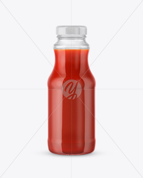 Clear Glass Bottle with Tomato Juice Mockup