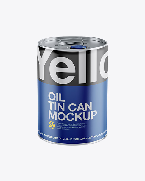 Matte Oil Tin Can Mockup - High-Angle Shot - Olive oil tin can mockup
