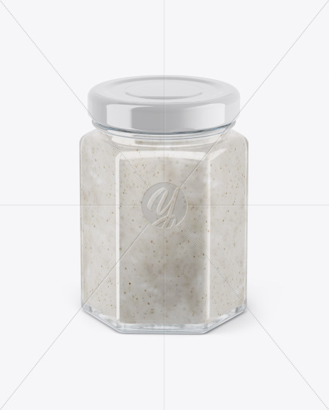 Glass Jar with Sauce Mockup - Half Side View