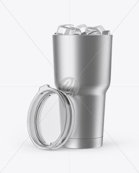 Matte Metallic Thermo Cup With Cap Mockup