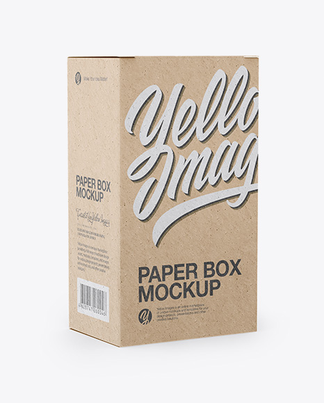 Kraft Box Mockup - Half Side View