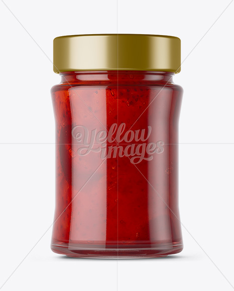 Glass Jar With Strawberry Jam Mockup