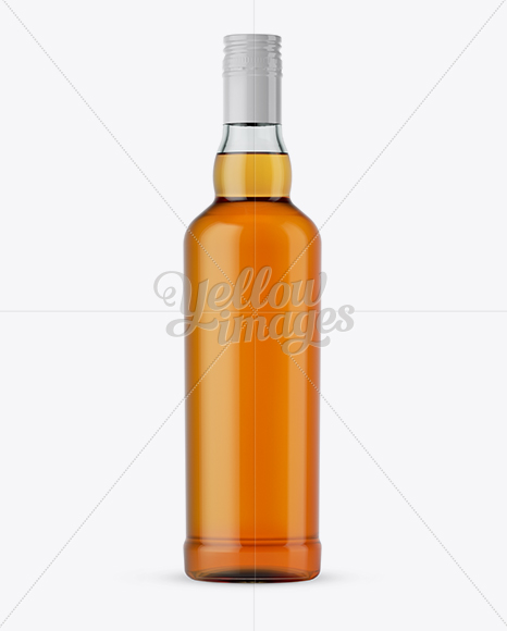 Clear Glass Bottle With Whisky Mockup