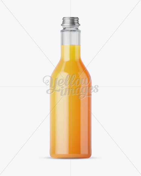 500ml Orange Juice Glass Bottle Mockup