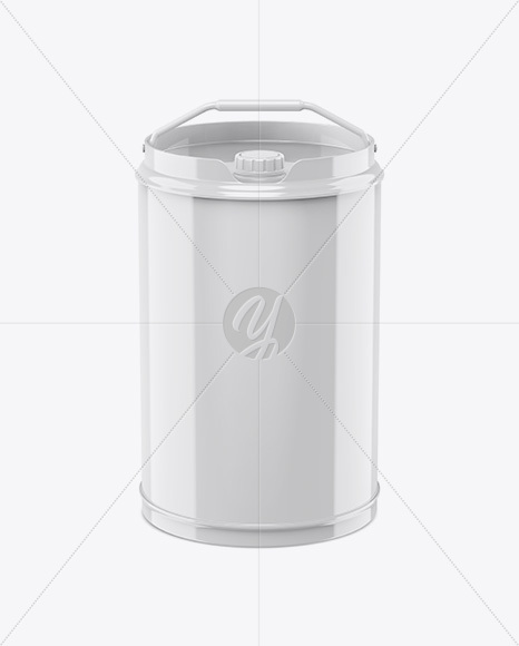 Glossy Oil Tin Can Mockup - High-Angle Shot