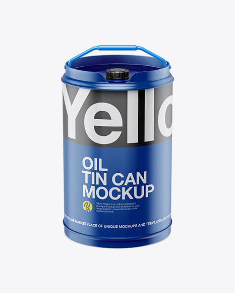 Matte Oil Tin Can Mockup - High-Angle Shot - Olive oil tin can mockup