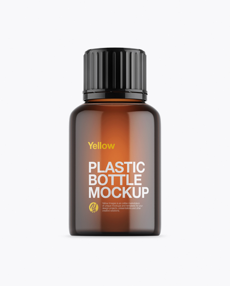 Amber Plastic Bottle Mockup