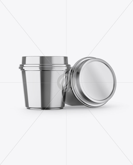 Two Metallic Ice Cream Cups Mockup