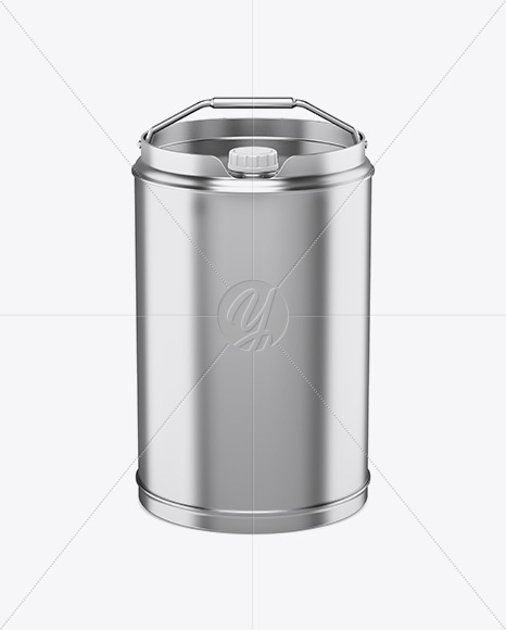 Matte Metallic Oil Tin Can Mockup - High-Angle Shot